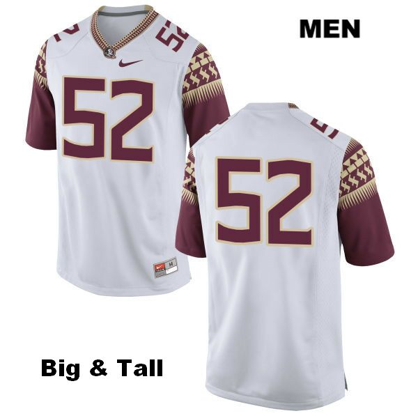 Men's NCAA Nike Florida State Seminoles #52 Jamario Mathis College Big & Tall No Name White Stitched Authentic Football Jersey NYK3169GL